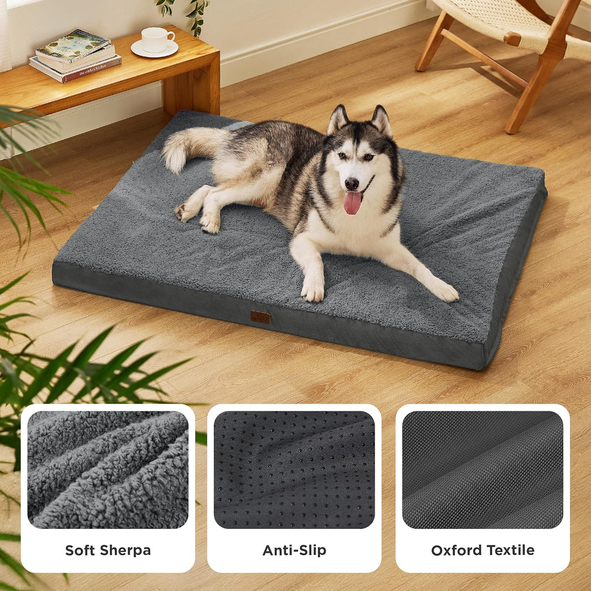 Bedsure XXL Dog Bed for Large Dogs - Orthopedic Flat Giant Pet Beds with Removable Washable Cover