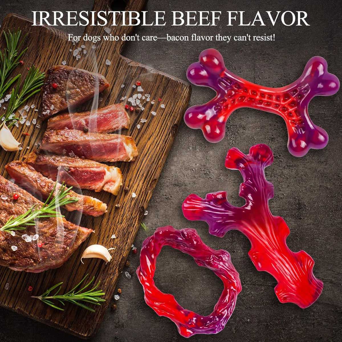3 Pack Indestructible Dog Chew Bones for Aggressive Chewers - Heavy Duty Long Lasting Chew Toys for