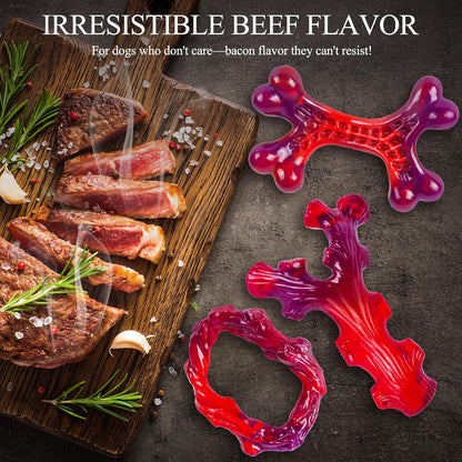3 Pack Indestructible Dog Chew Bones for Aggressive Chewers - Heavy Duty Long Lasting Chew Toys for