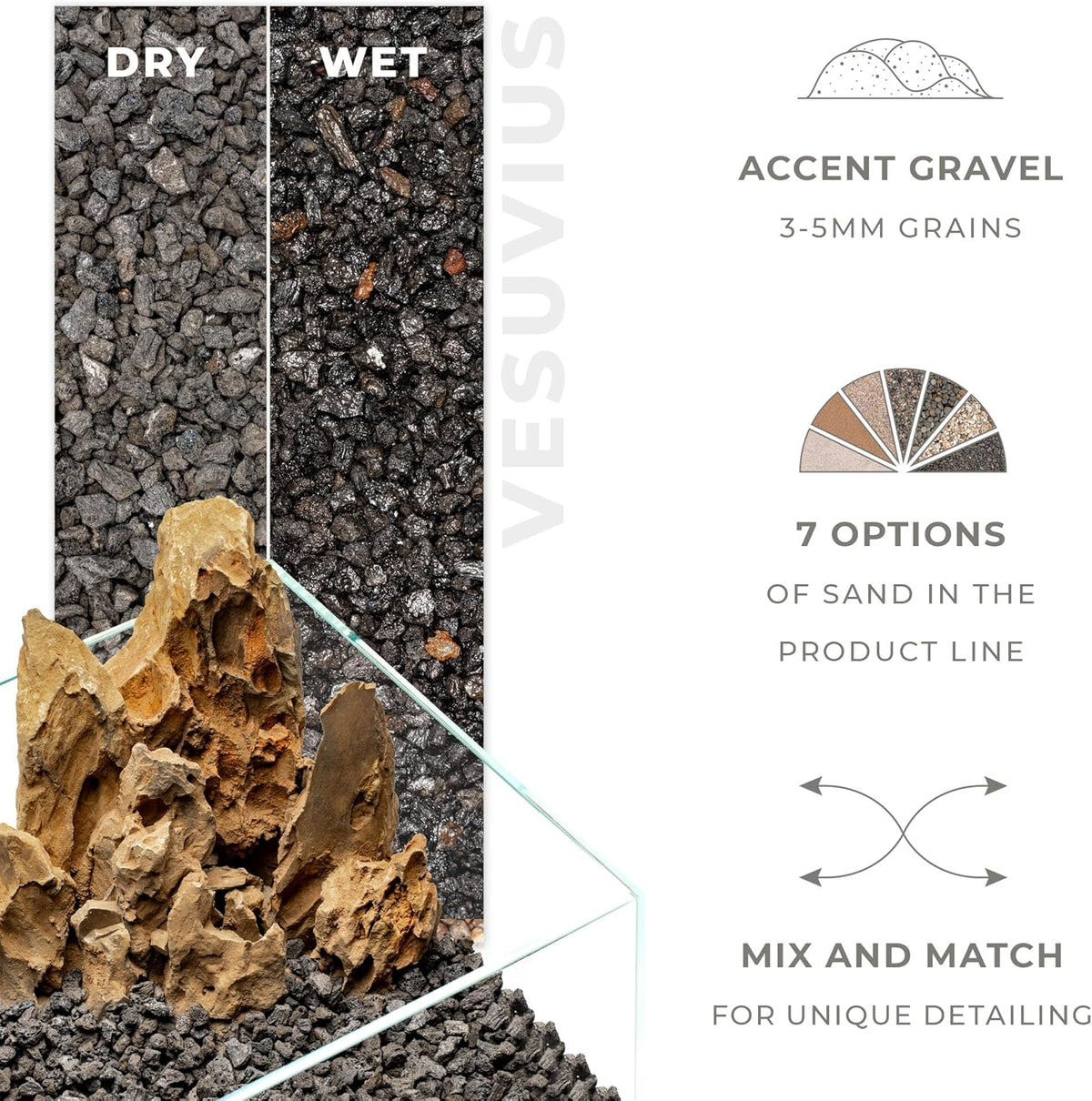 Ultum Nature Systems Controsand Vesuvius Aquarium Gravel (3L) - Versatile Aquarium Substrate for