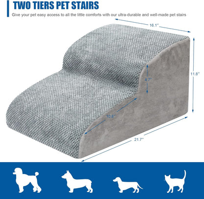Dog Stairs for Small Dogs - High Density Foam Pet Steps, Extra Wide Dog Ramp with Non-Slip Bottom