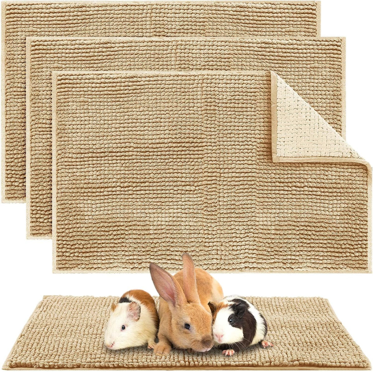 Amylove 4 Pcs Guinea Pig Cage Liner Guinea Pig Bedding Washable Fleece Pee Pads Reusable Small