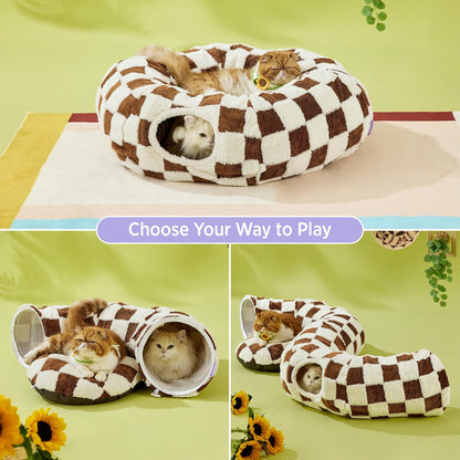 Lesure Cat Tunnel Bed for Indoor Cats - Cute Cat Donut Tunnel Toys for Small Large Cats with