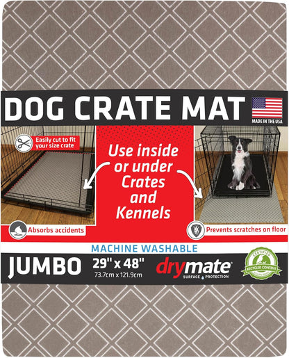 Drymate Dog Crate Mat Liner, Absorbs Urine, Waterproof, Non-Slip, Washable Puppy Pee Pad for Kennel
