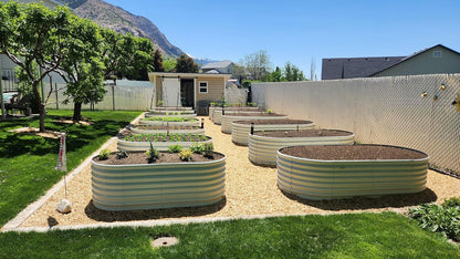 A ANLEOLIFE 8x4x2ft Galvanized Raised Garden Bed Kit, Oval Metal Deep Root Planters for Outdoor