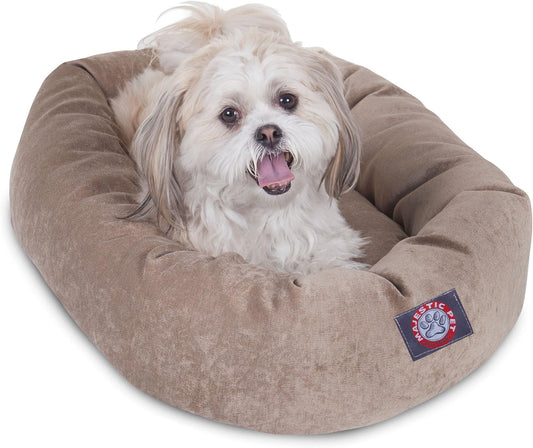 Majestic Pet 24 Inch Micro Velvet Calming Dog Bed Washable 24x19x7 (Inch) – Cozy Soft Round Donut