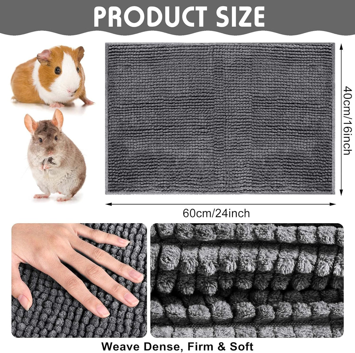 Amylove 4 Pcs Guinea Pig Cage Liner Guinea Pig Bedding Washable Fleece Pee Pads Reusable Small