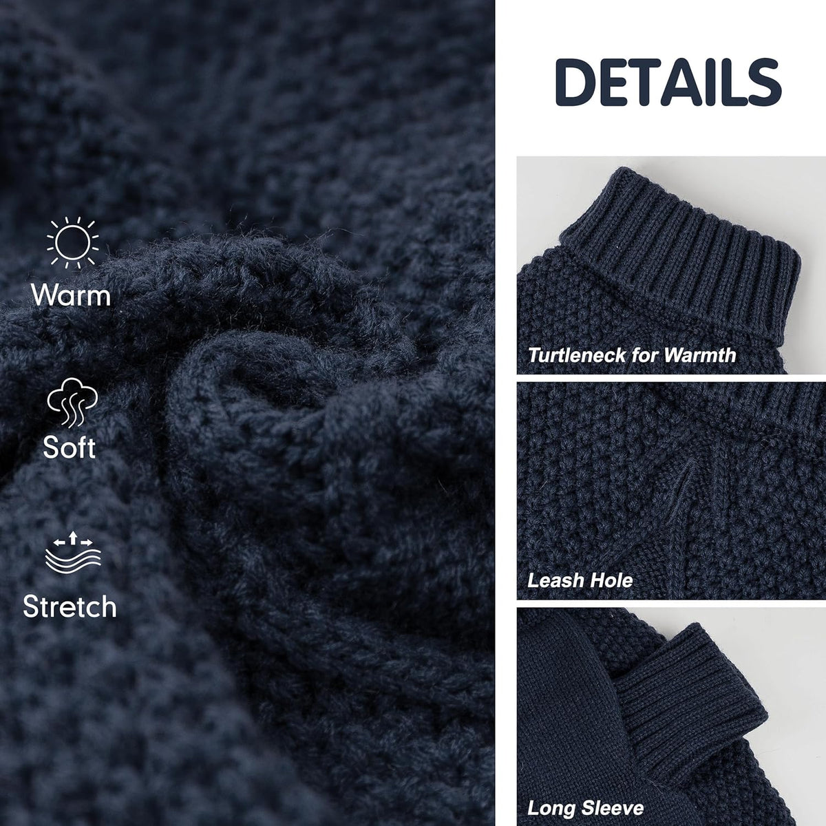 cyeollo Warm Small Dog Sweater, Knit Cold Weather Doggy Sweaters for Small Dogs Boy Pullover Winter