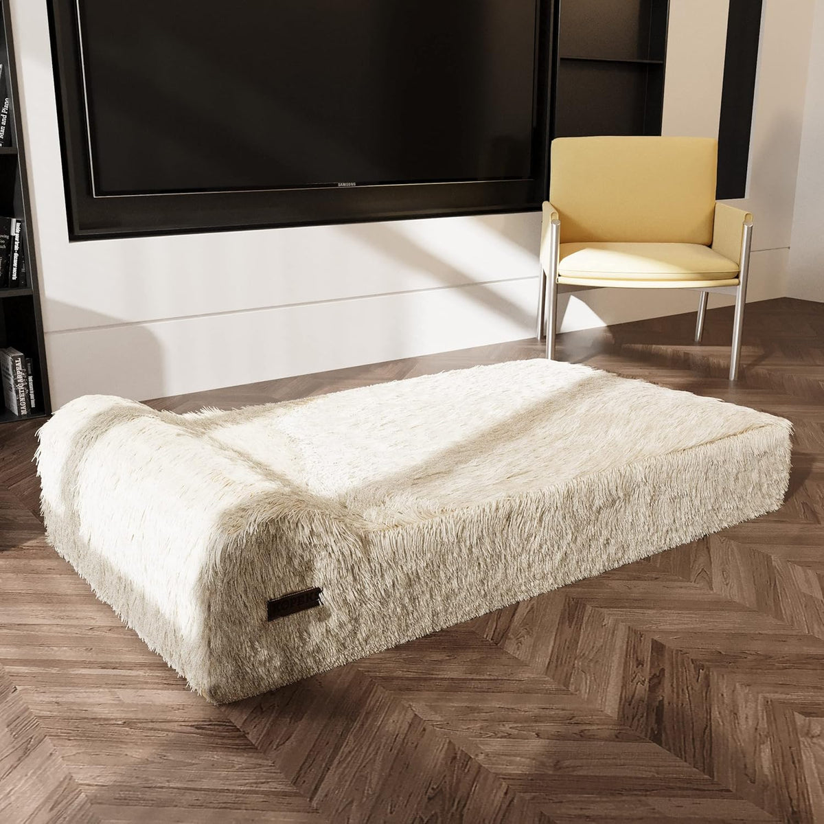 KOPEKS Orthopedic Memory Foam Dog Bed 7" Inch Thick Extra Large Dog Bed with Pillow Fluffy Brown