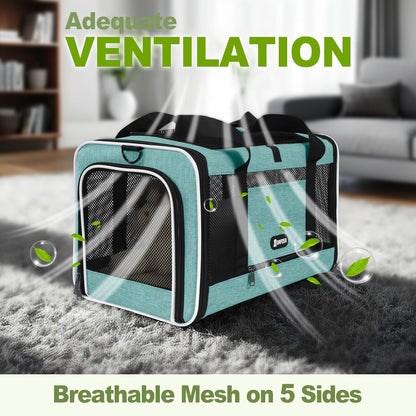 Cat Carrier 18"x11"x11" TSA Approved Ventilated Top Open Softsided Pet Air Travel Bag, Small Animal