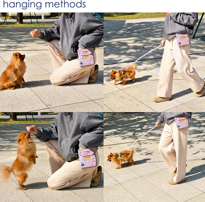 Dog Treat Pouch for Pet Walking and Training with Clicker 2 Cup Silicone Bag Small Fanny Pack