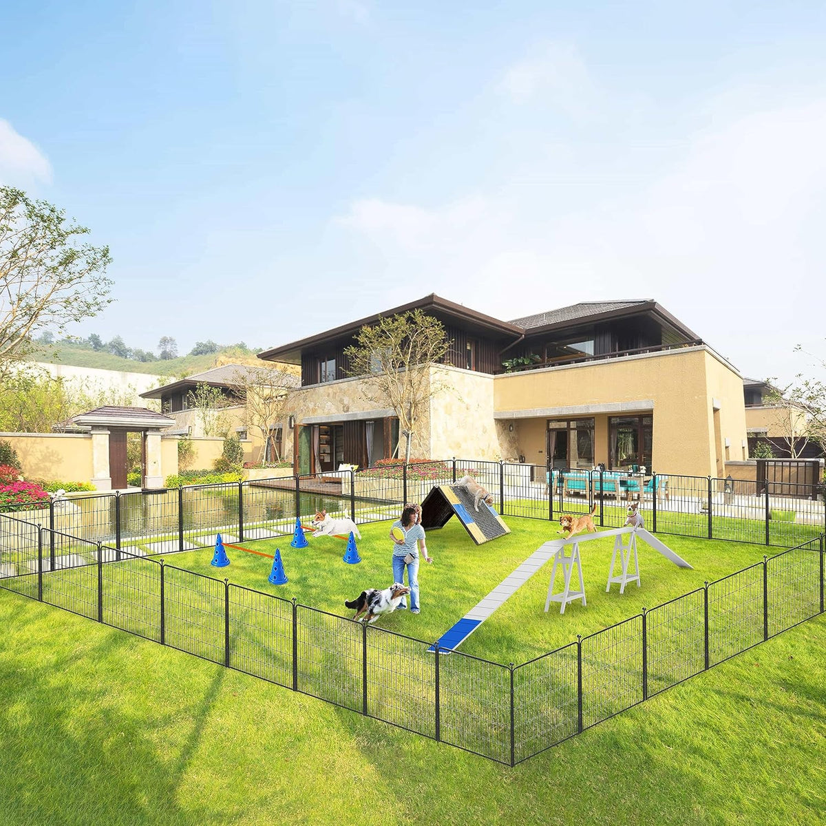 Dog Playpen 32 inch 28 Panels Indoor Outdoor Dog Pen for Medium/Small Dogs Heavy Duty Metal Dog