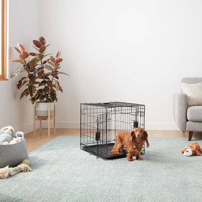 Amazon Basics Durable,Foldable Metal Wire Dog Crate with Tray, Double Door, Divider, 24 x 18 x 20