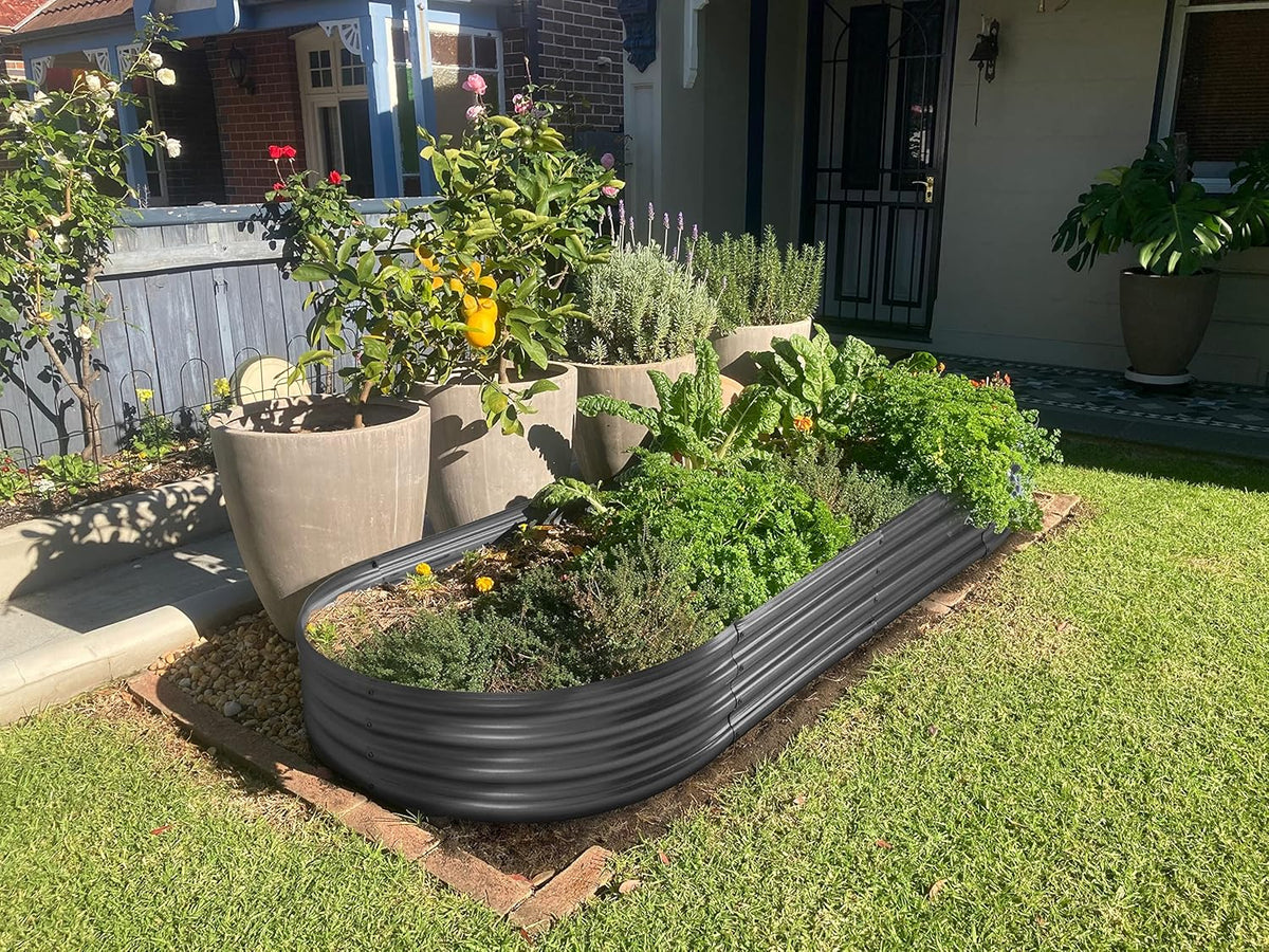 Land Guard Galvanized Raised Garden Bed Kit, Galvanized Planter Raised Garden Boxes Outdoor, Oval