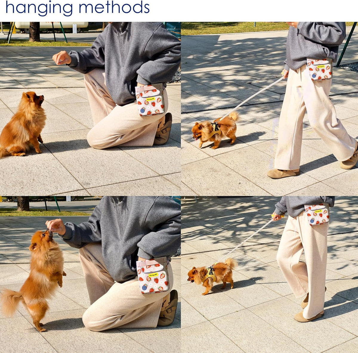 Dog Treat Pouch for Pet Walking and Training with Clicker 2 Cup Silicone Bag Small Fanny Pack