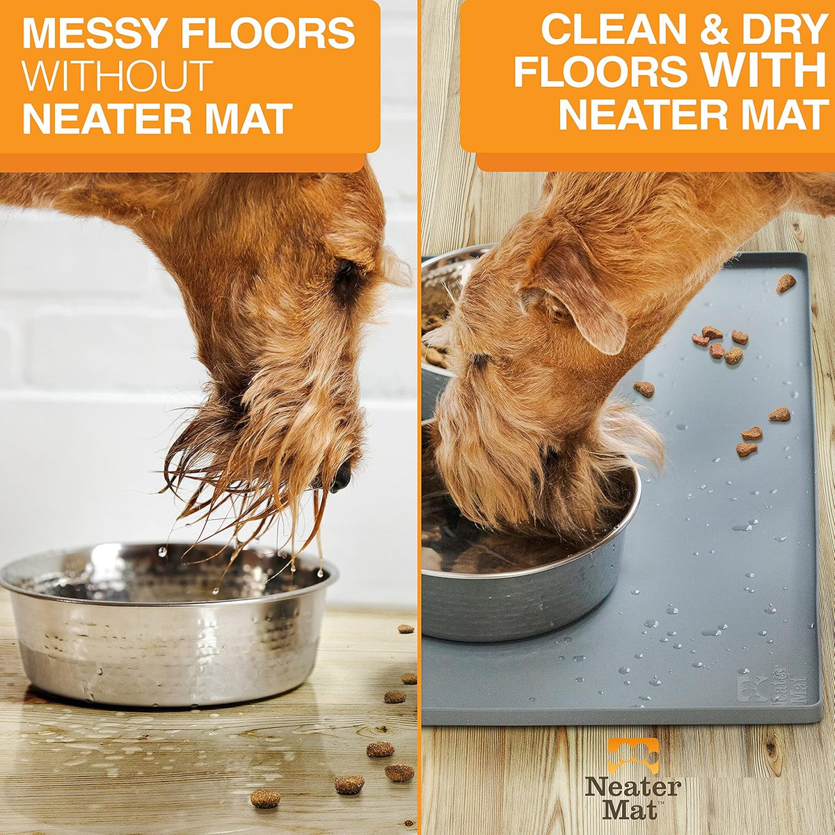 Neater Pet Brands Neater Mat Pet Mats for Food and Water, Cat & Dog Bowl Mat Waterproof Silicone
