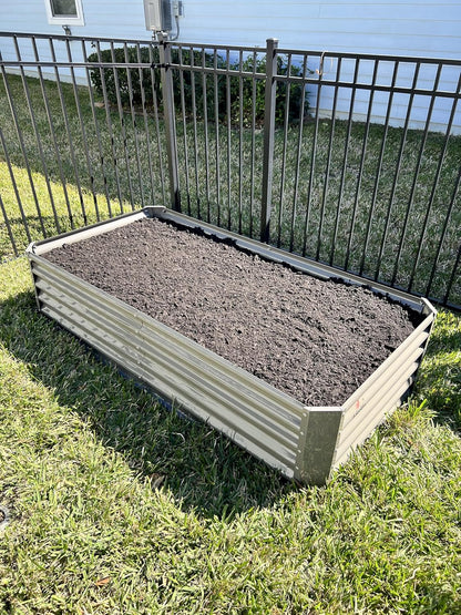 A ANLEOLIFE 6X3X1.5 ft Galvanized Raised Garden Beds Outdoor, Rectangular Metal Planter Box for