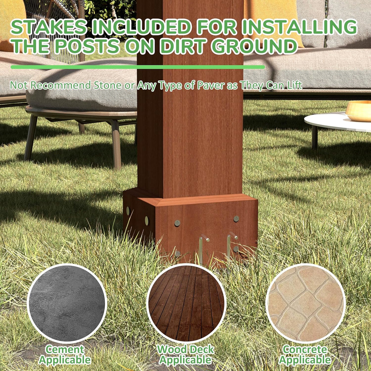 MUPATER 10×10 FT Wooden Pergola with Roof, Wood Pergola Kit with Stakes, Outdoor Shelter Structure