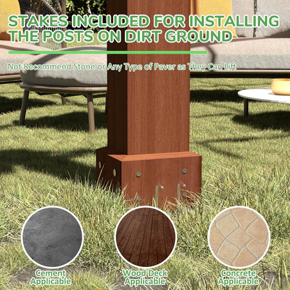 MUPATER 10×10 FT Wooden Pergola with Roof, Wood Pergola Kit with Stakes, Outdoor Shelter Structure