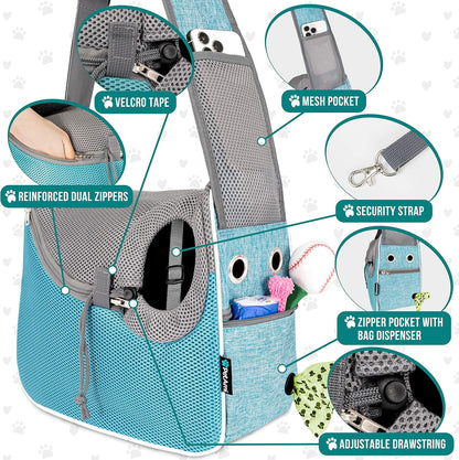 PetAmi Small Dog Sling Carrier, Soft-Sided Crossbody Puppy Carrying Purse Bag, Adjustable Sling Pet