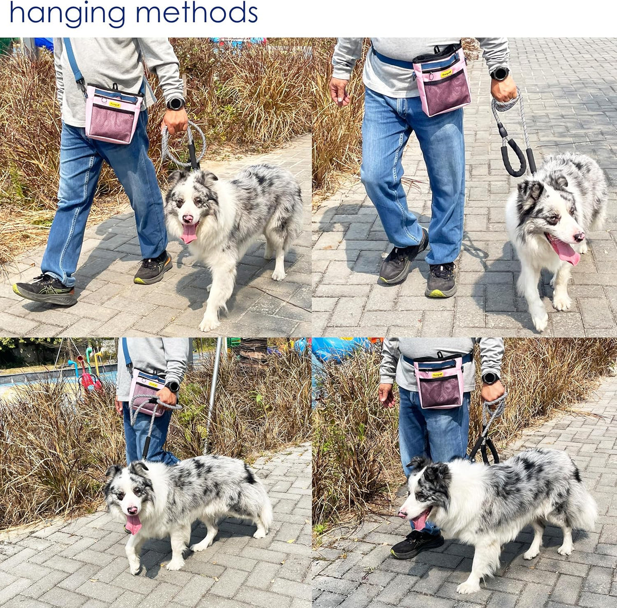 Dog Treat Pouch with Magnetic Closure 4-Cup Silicone Bag Fanny Pack Holder with Clicker 4 Ways to
