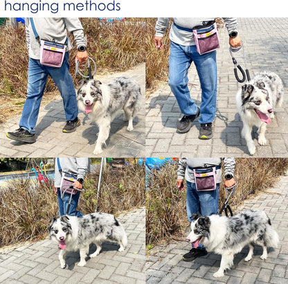 Dog Treat Pouch with Magnetic Closure 4-Cup Silicone Bag Fanny Pack Holder with Clicker 4 Ways to