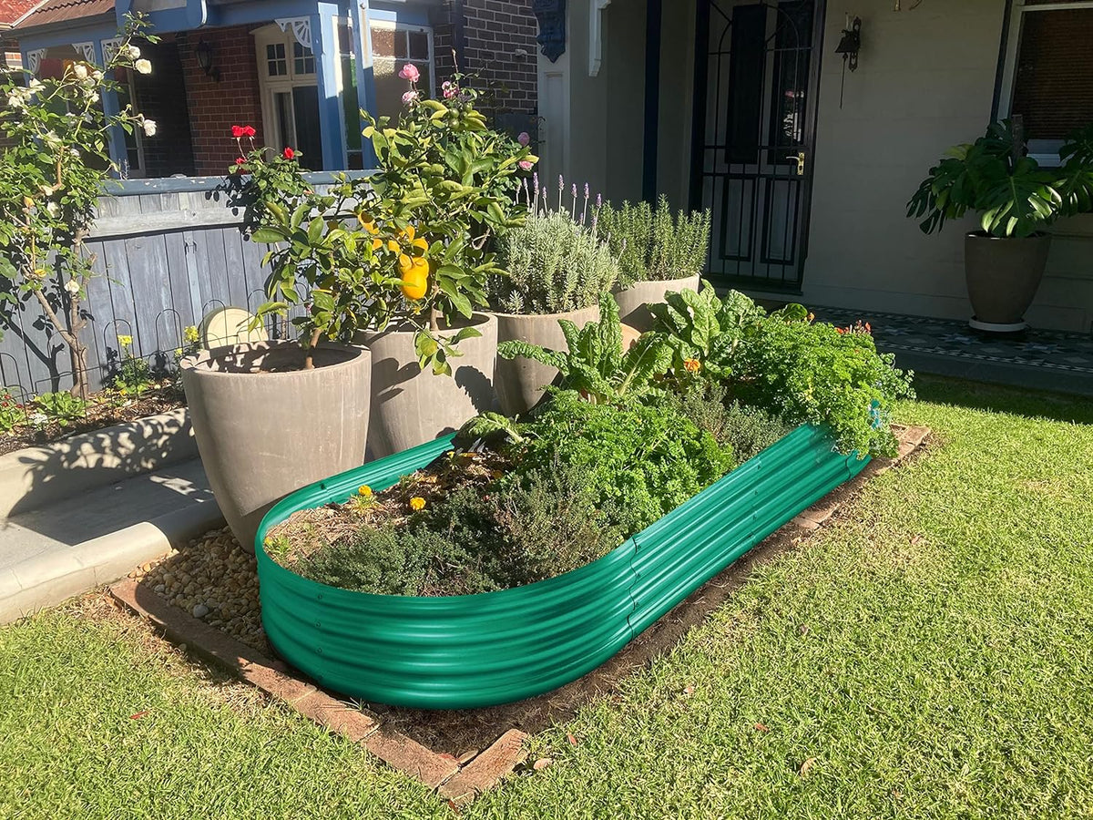 Land Guard Galvanized Raised Garden Bed Kit, Galvanized Planter Raised Garden Boxes Outdoor, Oval