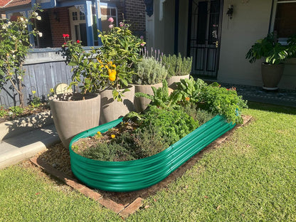 Land Guard Galvanized Raised Garden Bed Kit, Galvanized Planter Raised Garden Boxes Outdoor, Oval