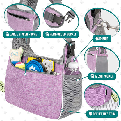 PetAmi Small Dog Sling Carrier, Soft-Sided Crossbody Puppy Carrying Purse Bag, Adjustable Sling Pet