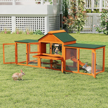 COZIWOW 82” Extra Large Fashion Wooden Outdoor Rabbit Hutch Bunny Cage Indoor Easy to Assemble and