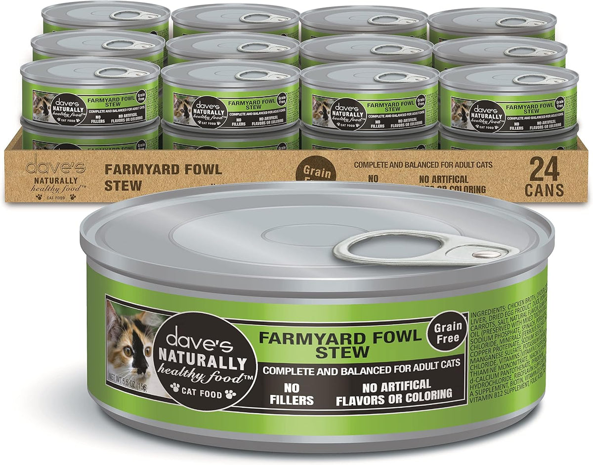 Dave's Pet Food Grain Free Wet Cat Food (Farmyard Fowl, Chicken & Duck), Made in USA Naturally