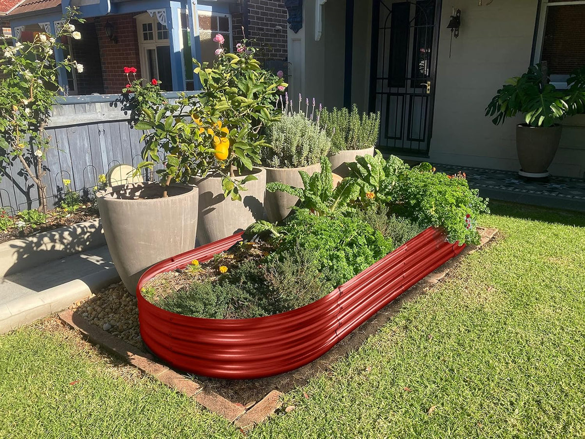 Land Guard Galvanized Raised Garden Bed Kit, Planter Boxes Outdoor, Oval Large Metal Beds for