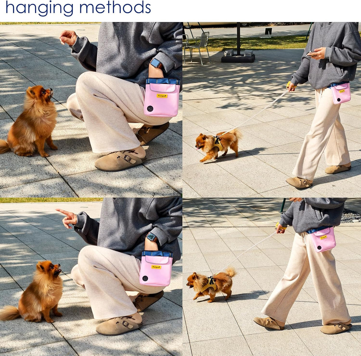 Dog Treat Pouch for Pet Walking and Training with Clicker 2 Cup Silicone Bag Small Fanny Pack