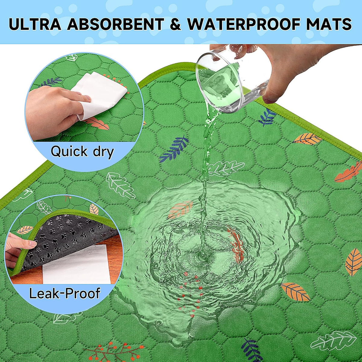 Sunheir 2-Pack Extra Large Reusable Dog Mat for Floor, Dog Playpen, Non-Slip Waterproof Super