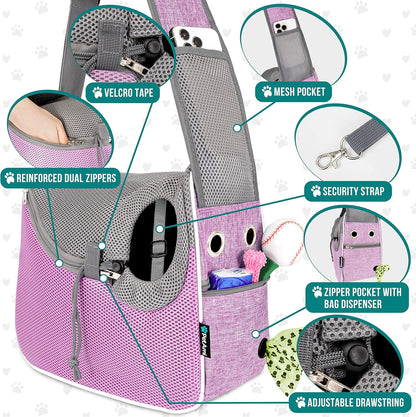 PetAmi Small Dog Sling Carrier, Soft-Sided Crossbody Puppy Carrying Purse Bag, Adjustable Sling Pet