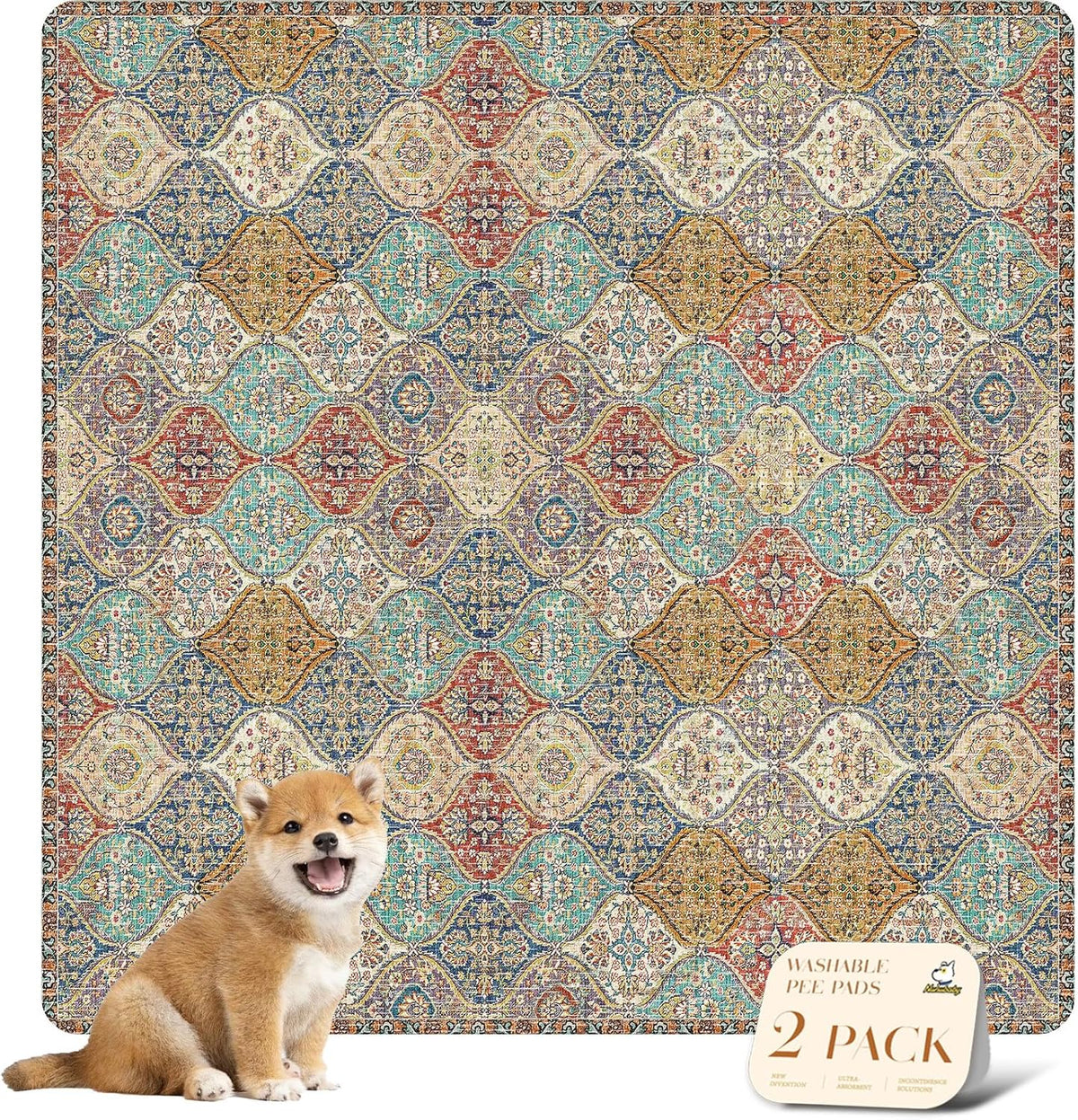 nunubaby Washable Pee Pads for Dogs, Stylish, Non-Slip and Leak-Proof Pee Pads. Reusable Potty Pads