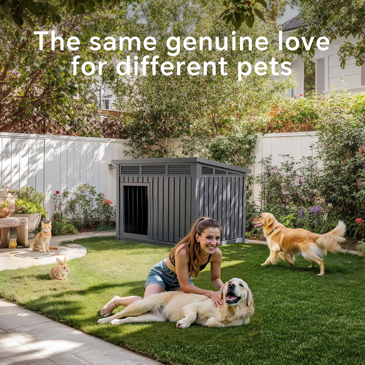 DRATO Dog House for Both Indoor and Outdoor with Weatherproof Roof Removable Floors for Medium to