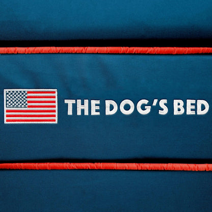 The Dog’s Bed Orthopedic Headrest Dog Bed XXL Blue Oxford with Red Trim US Flag 54x36, Memory Foam