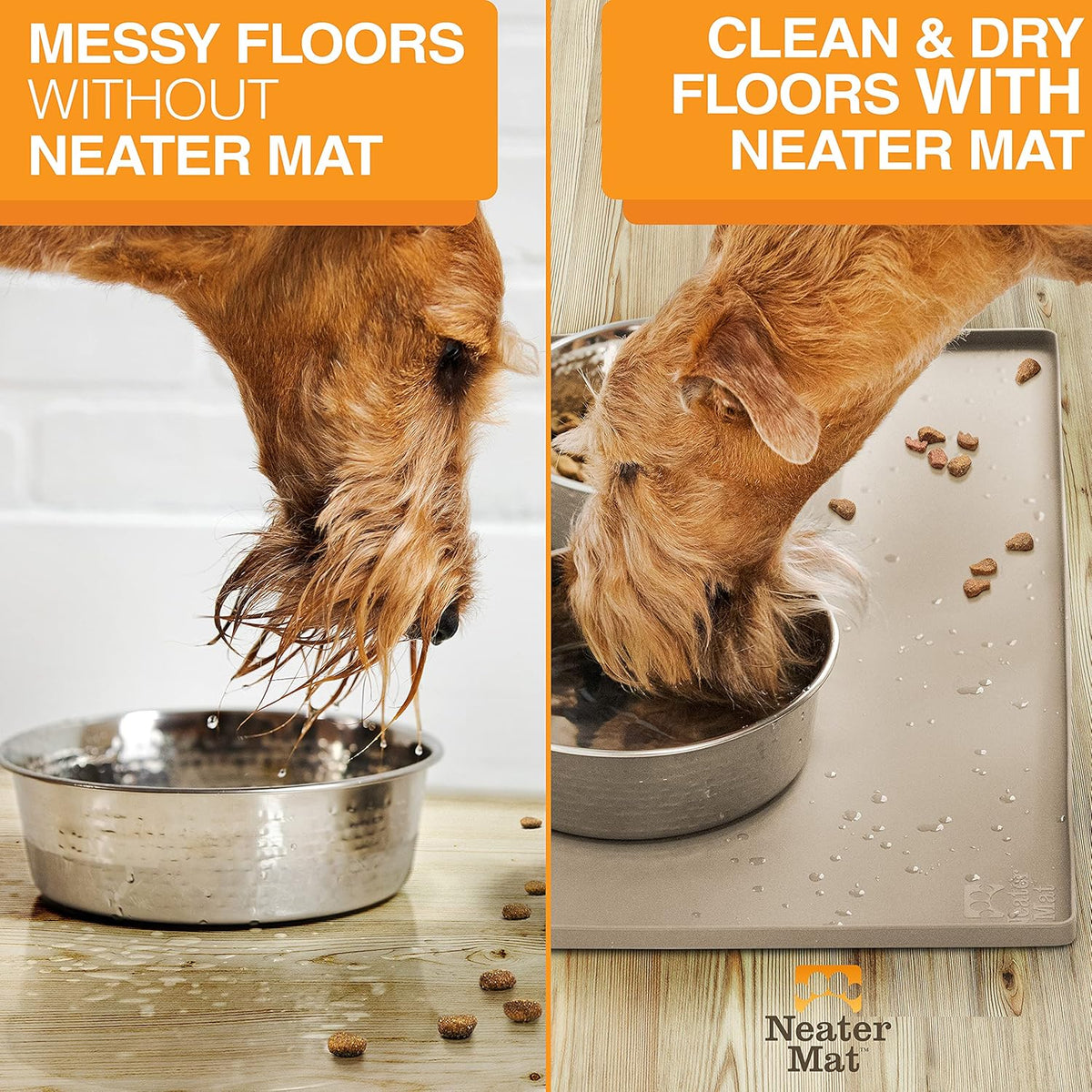 Neater Pet Brands Neater Mat Pet Mats for Food and Water, Cat & Dog Bowl Mat Waterproof Silicone