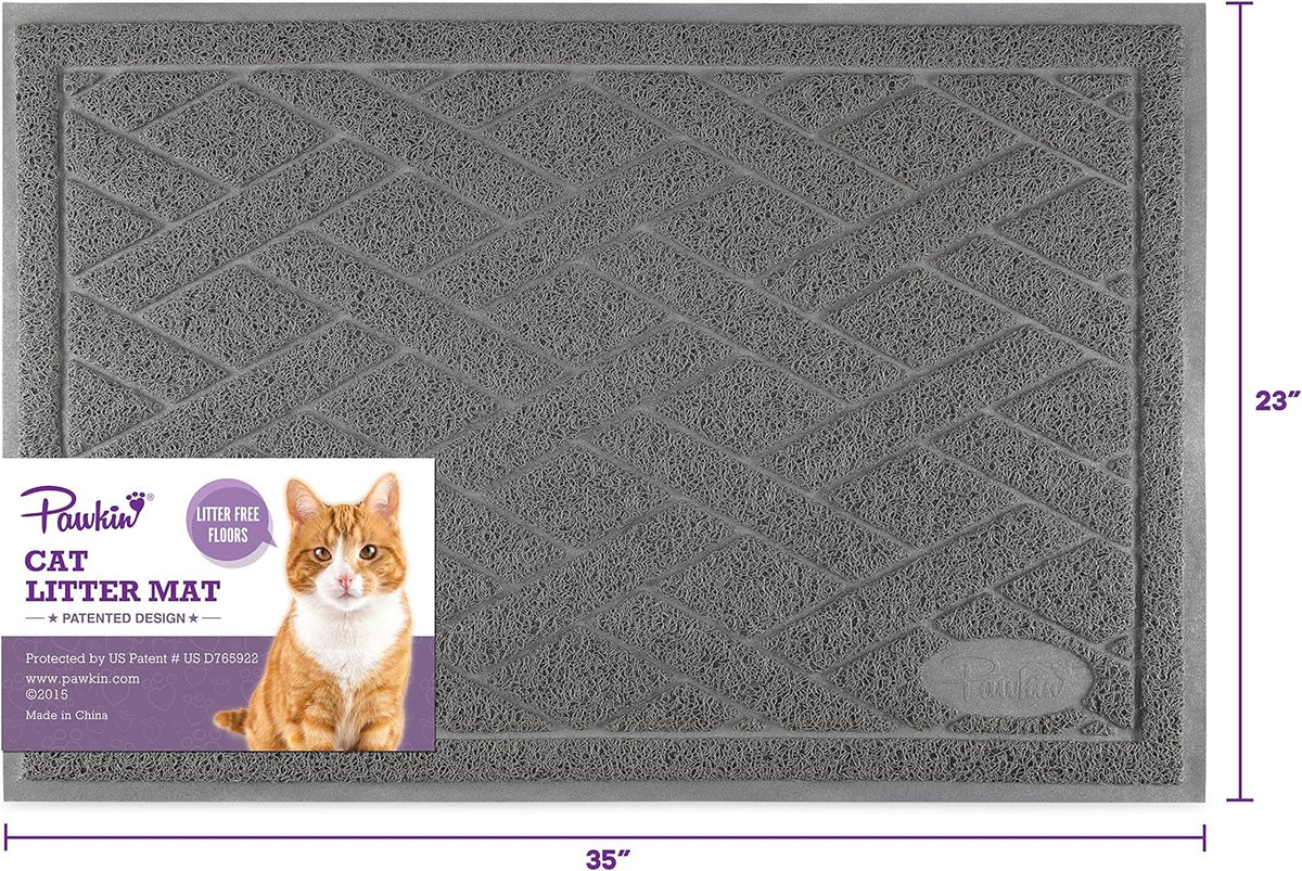 Pawkin Cat Litter Mat, Patented Design with Litter Lock Mesh, Extra Large, Durable, Easy to Clean