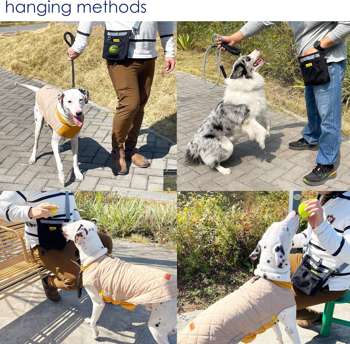 Dog Treat Pouch with Magnetic Closure 4-Cup Silicone Bag Fanny Pack Holder with Clicker 4 Ways to