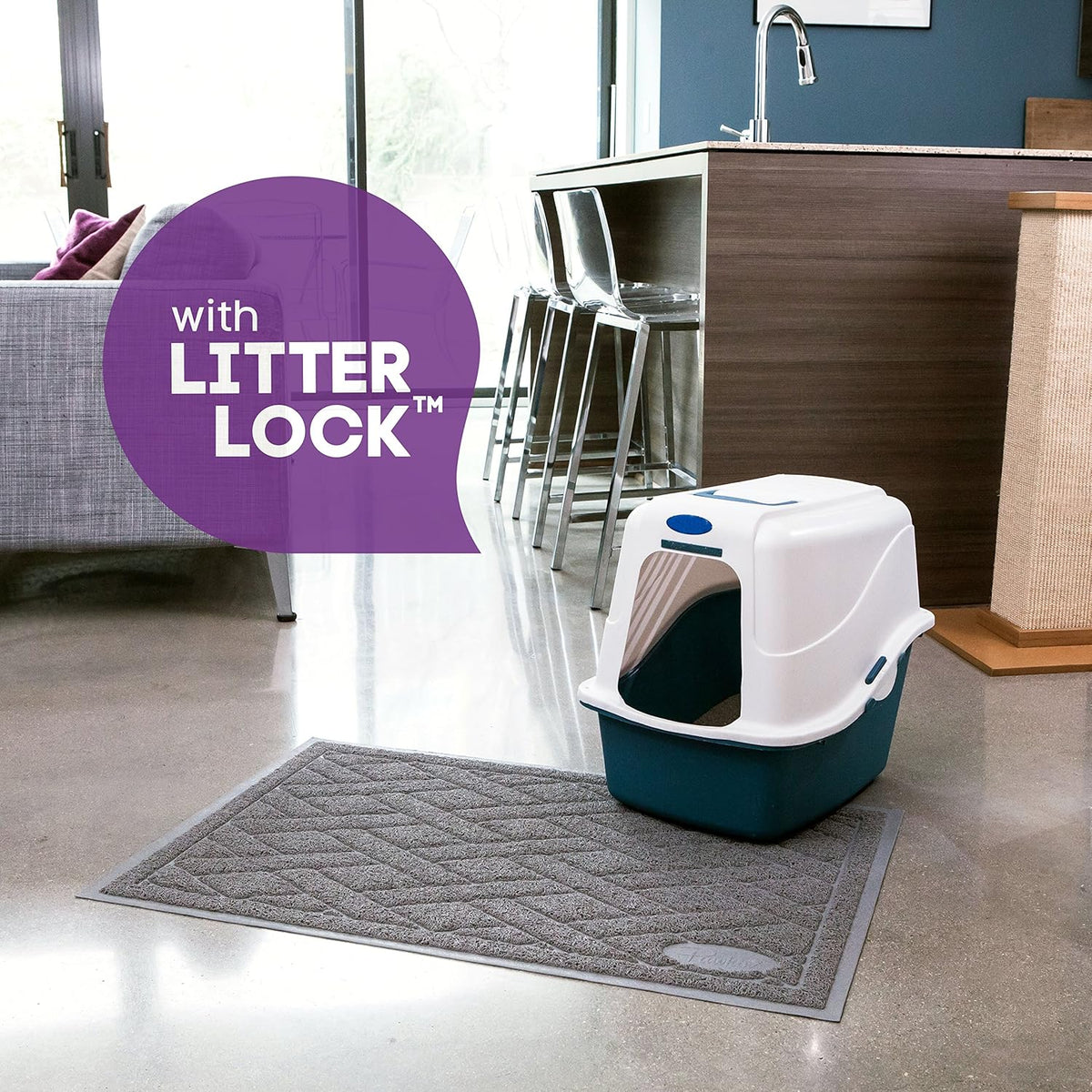 Pawkin Cat Litter Mat, Patented Design with Litter Lock Mesh, Extra Large, Durable, Easy to Clean