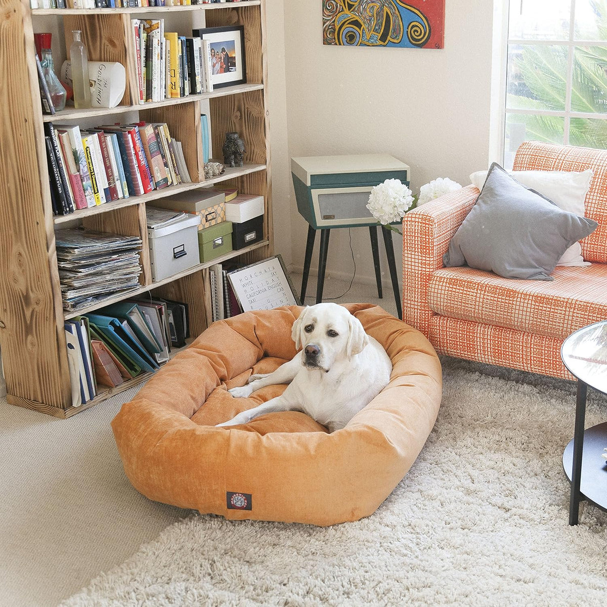 Majestic Pet 24 Inch Micro Velvet Calming Dog Bed Washable 24x19x7 (Inch) – Cozy Soft Round Donut